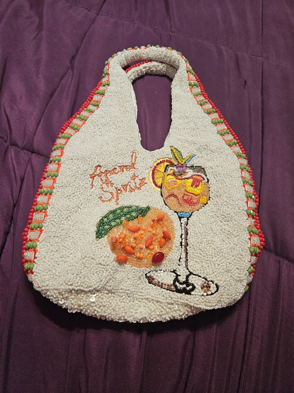 NWOT Beaded White Cocktail Motif Women’s Handbag